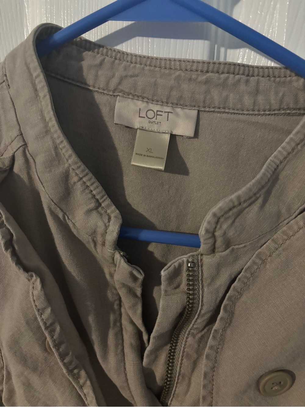 LOFT Taupe Ruffle-Front Jacket - Picture 3 of 5